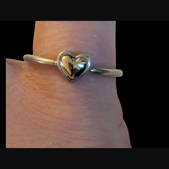 Pandora 14k S925 Sterling Silver Size 54 Golden Heart Two Tone Ring - Picture 16 of 16
